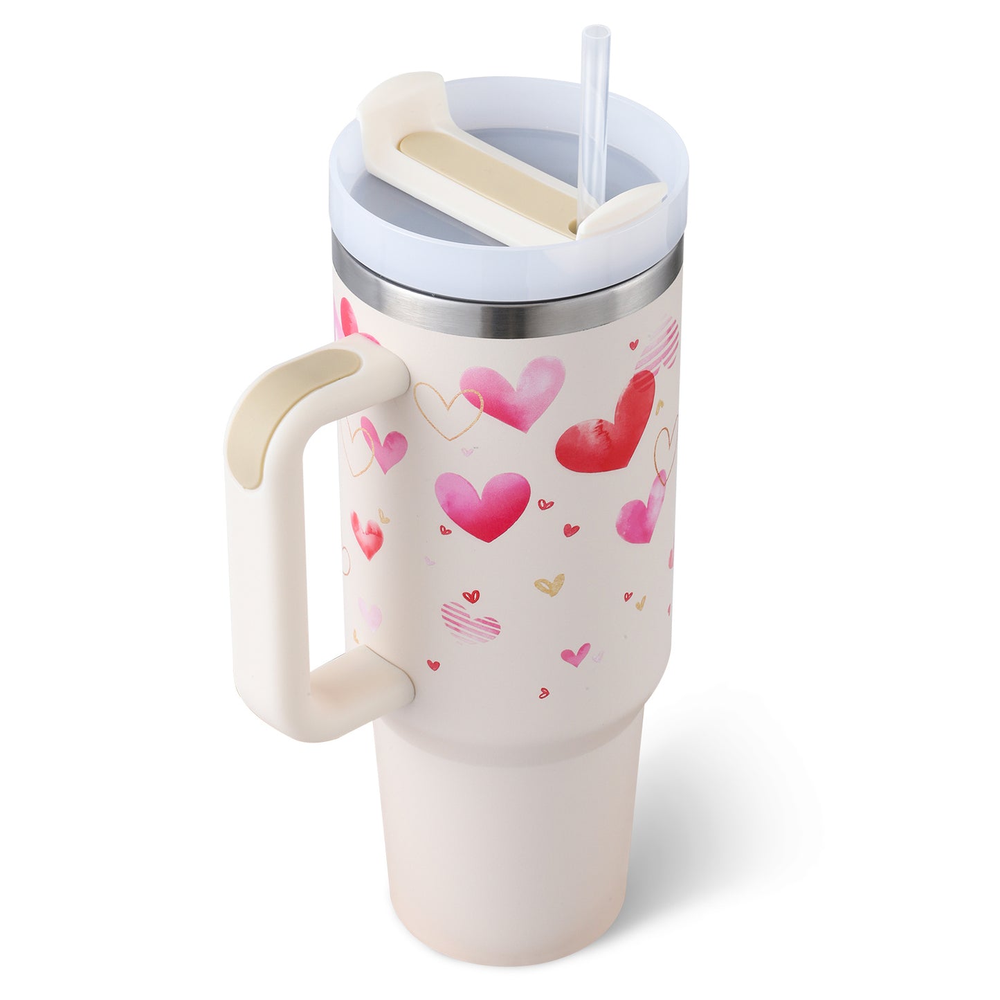 Tumbler med handtag.